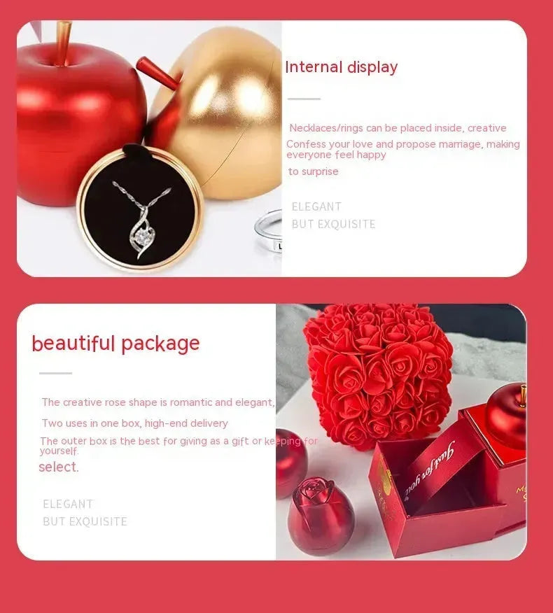 Valentines Day Gift Soap Rose Gift Box Crystal Pendant Necklace Eternal Flower Jewelry Box Set Wedding Birthday Gift For Girlfriend - EX-STOCK CANADA