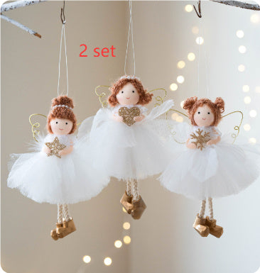 Christmas White Tulle Skirt Golden Wings Angel Girl Pendant EX-STOCK Canada 
