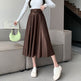 Elegant women High waist Flared Midi PU Leather skirt - EX-STOCK Canada