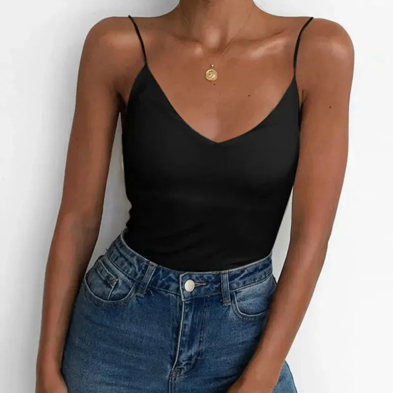 Satin Women Thin Wild Solid Camis Vest Women Tank Tops - EX-STOCK CANADA
