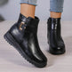 Winter Fleece Boots With Side Zipper Design Fashion Simple Non-slip Ankle Boots For Women Warm Pu Leather Shoes - EX-STOCK Canada