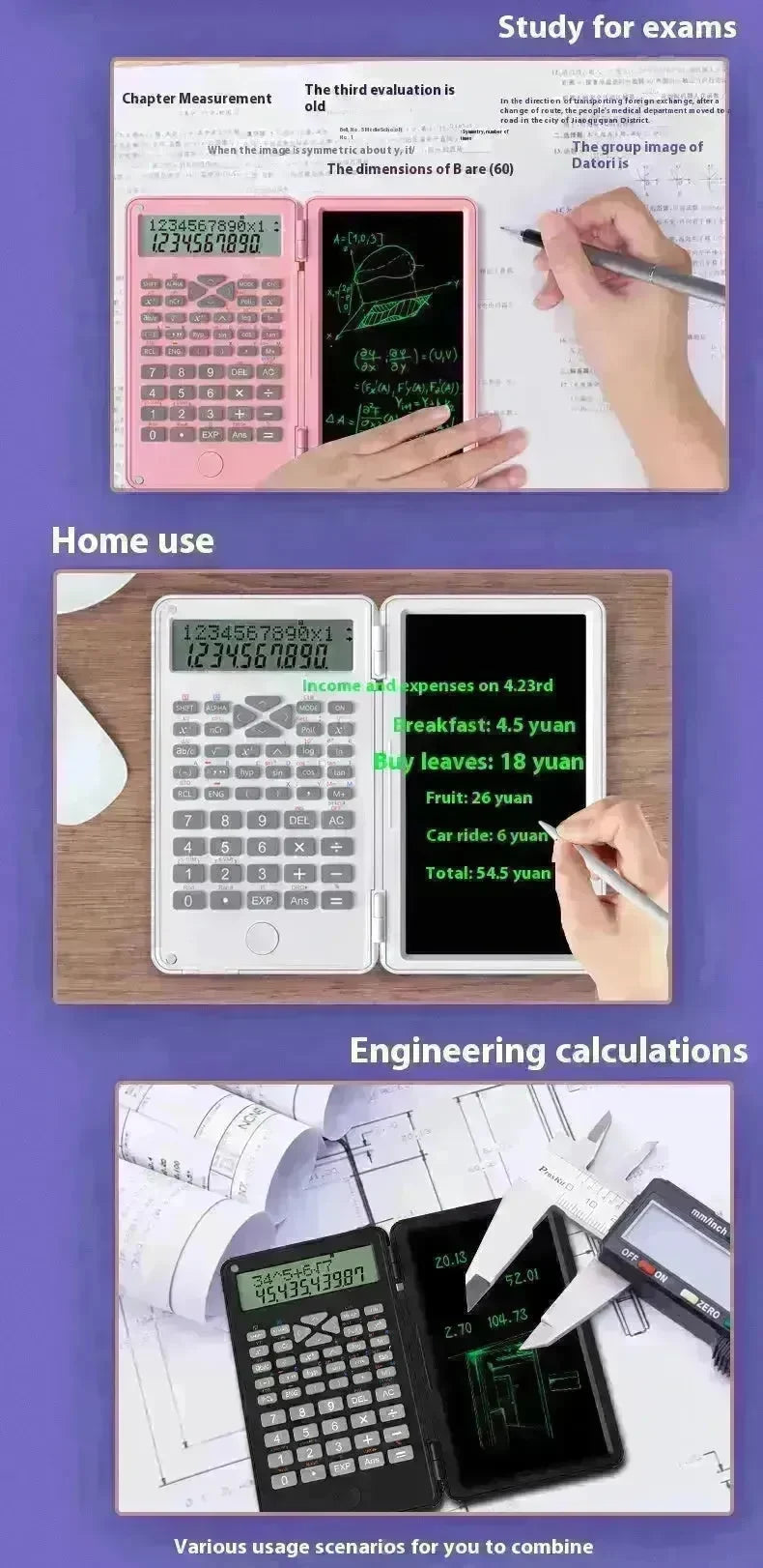 New Scientific Calculator Accounting Special Portable Mini Tablet Computing Machine Handwriting Board Exam Student - EX-STOCK CANADA