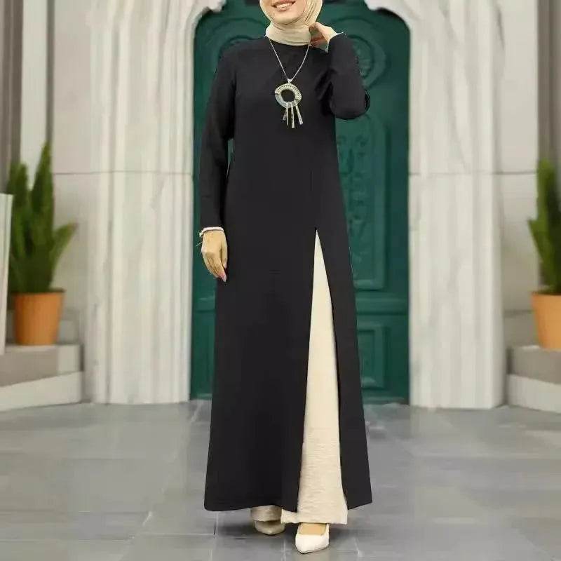 ArabWomen Plain Split Long sleeve Abaya Dress - EX-STOCK Canada