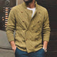 Men's Pure Color Half Collar Double-breasted Knitted Sweater Coat - EX-STOCK Canada