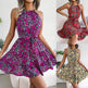 Casual Spring Summer Tie Belt Halter neck Swing Floral mini dress - EX-STOCK Canada