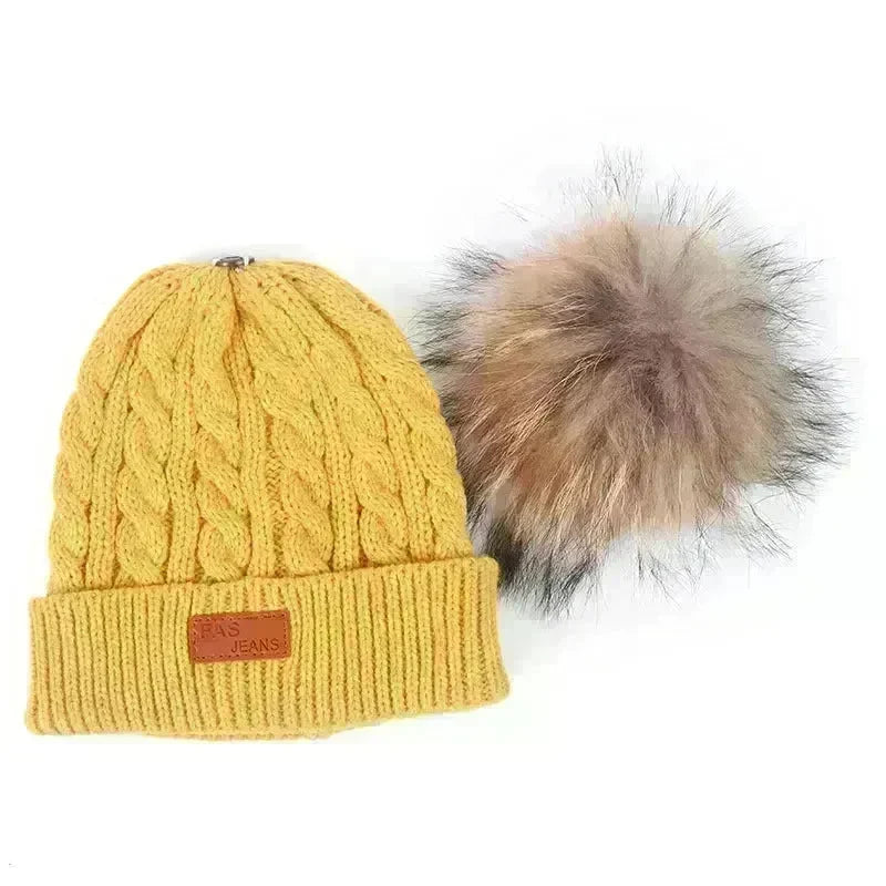 Children Winter Hat kids beanies Kids winter hat baby boy and girl warm woolen beanies faux fur beanies - EX-STOCK CANADA
