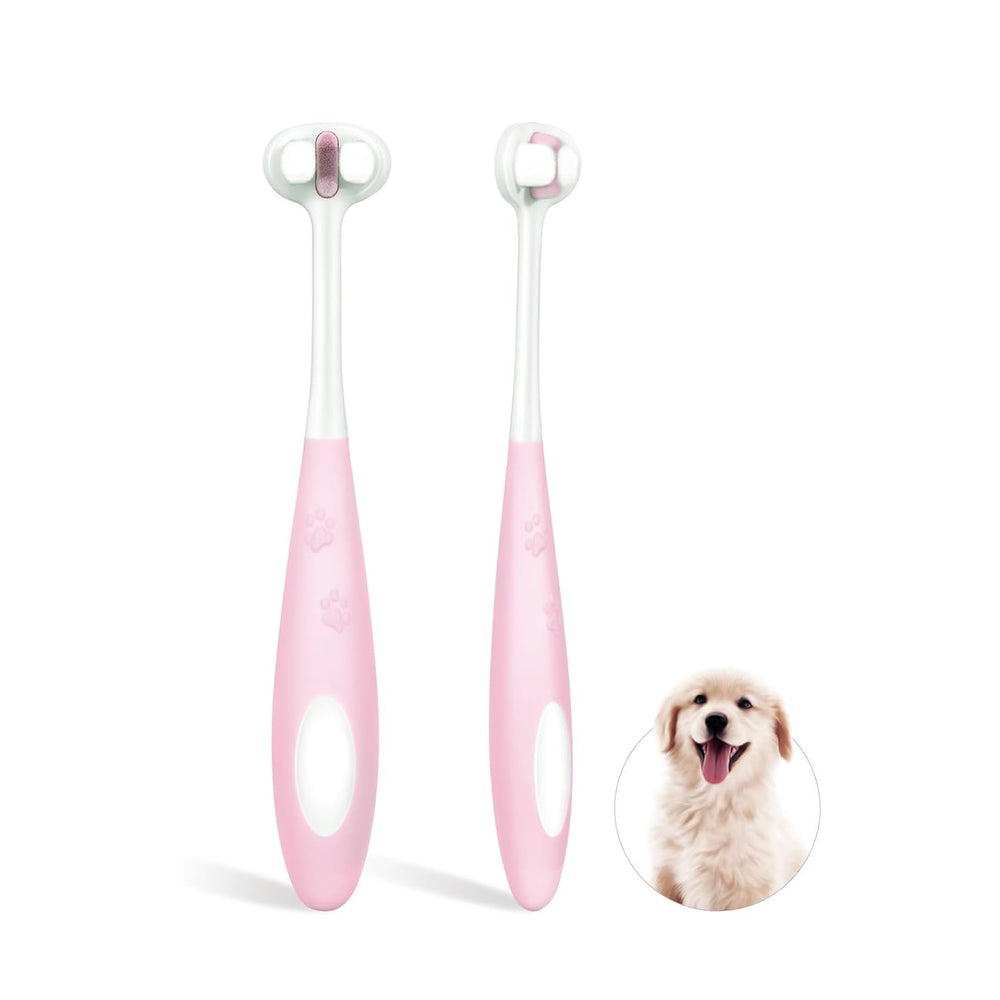 Brosse à dents pour chien à poils nano ultra doux, kit de soin dentaire pour animaux de compagnie, conception à 3 côtés pour un nettoyage facile des dents, adaptée à tous les chiens, pour les dents et les gencives sensibles de votre animal 