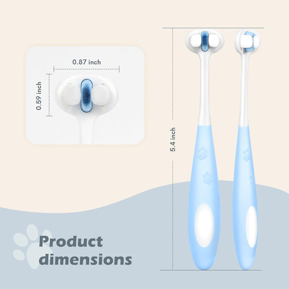 Brosse à dents pour chien à poils nano ultra doux, kit de soin dentaire pour animaux de compagnie, conception à 3 côtés pour un nettoyage facile des dents, adaptée à tous les chiens, pour les dents et les gencives sensibles de votre animal 