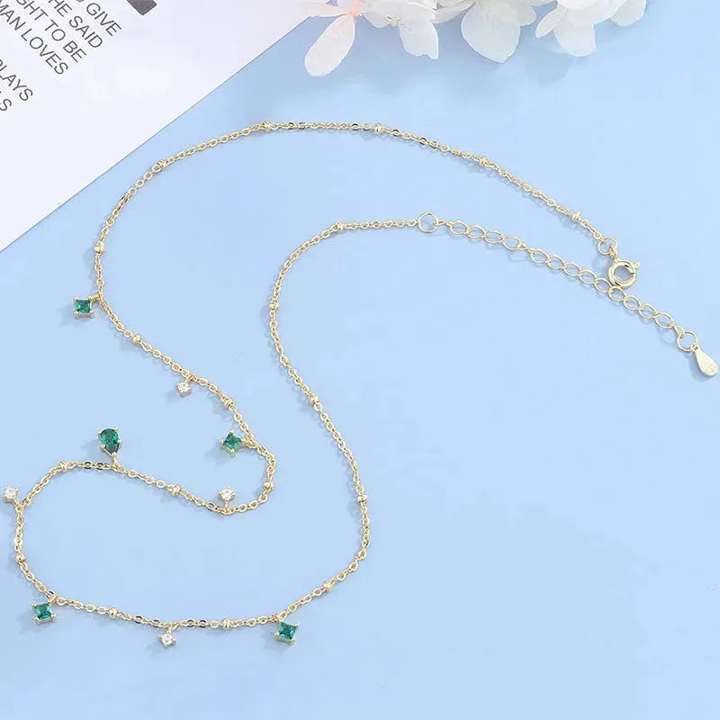 Generous water drop emerald zircon necklace - EX-STOCK CANADA