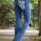 Women's Versatile And Fashionable Stretch Denim Bell Bottoms, Retro Street Style, Comfortable Embroidered Casual Jeans, Suitable For Daily Wear EX-STOCK Canada 