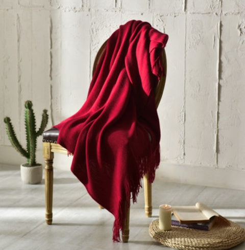 Fringed Knitted Small Blanket Napping Blanket Sofa Blanket EX-STOCK Canada 