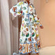 Print Holiday Women Beach Dress With Belts A-Line Long Lantern Sleeve Single Breasted Lapel Seaside Dresses Robe - EX-STOCK CANADA