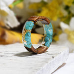 Handmade DIY romantic dry flower Real wood resin ring gold / silver paper inside ring women wedding party ring gifts for the lover - EX-STOCK Canada