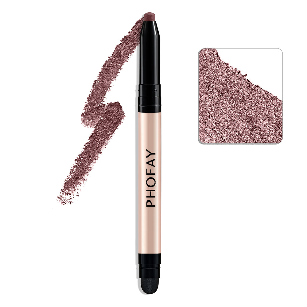 Makeup pencil with pink shimmery color and PHOFAY branding on a white background