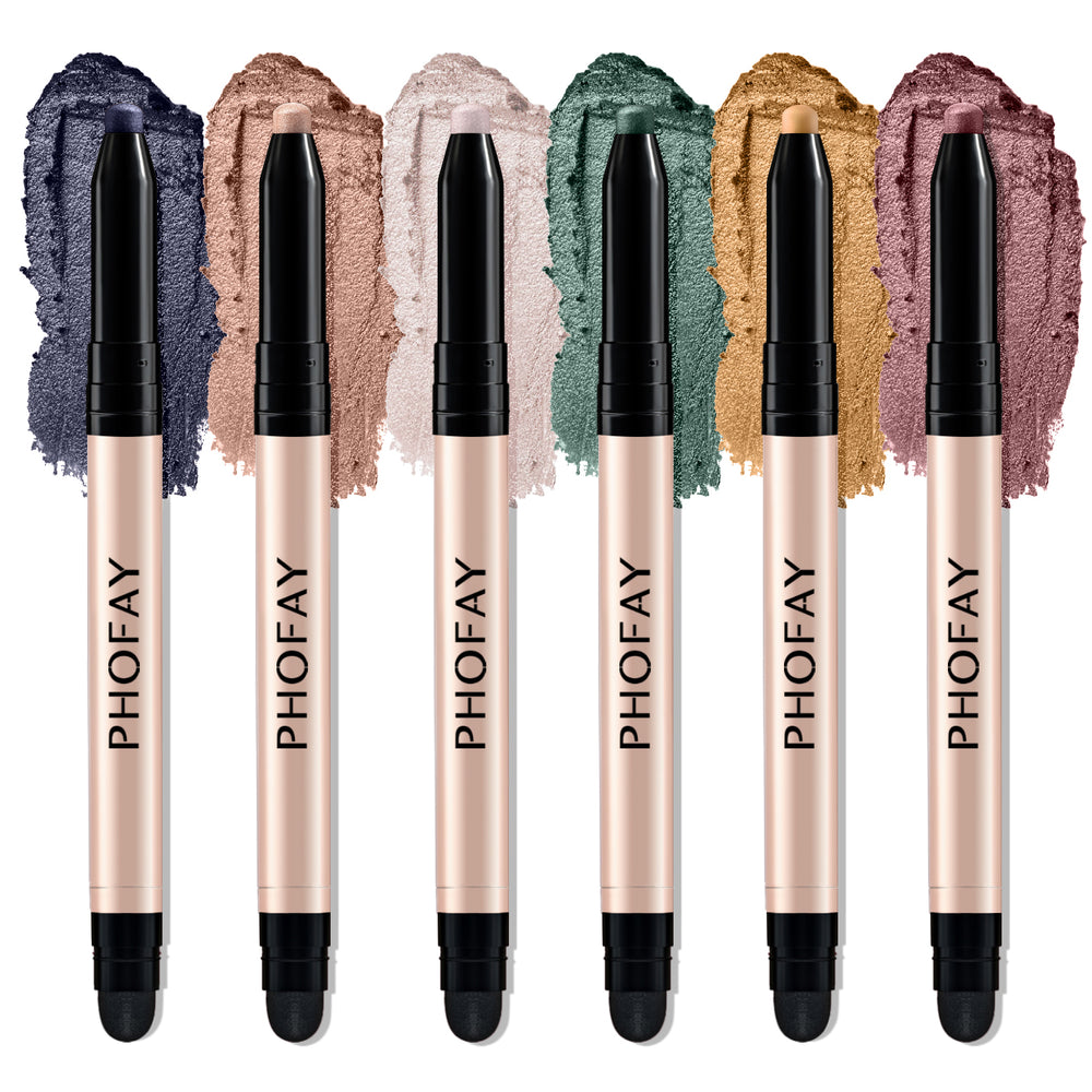 Set of PHOFAY makeup pens with color swatches on a white background