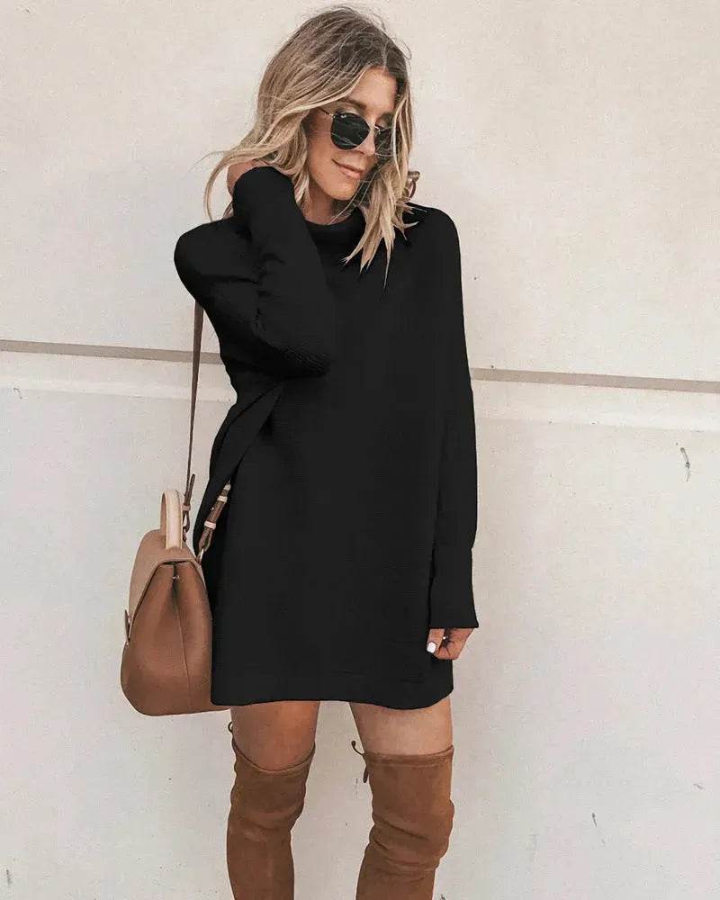 Oversized Mini Turtleneck Pullover Dress - EX-STOCK Canada
