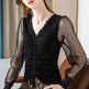 Summer Women Temperament  Work Office lace blouse top - EX-STOCK CANADA
