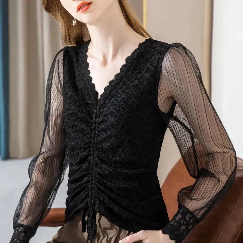 Summer Women Temperament  Work Office lace blouse top - EX-STOCK CANADA