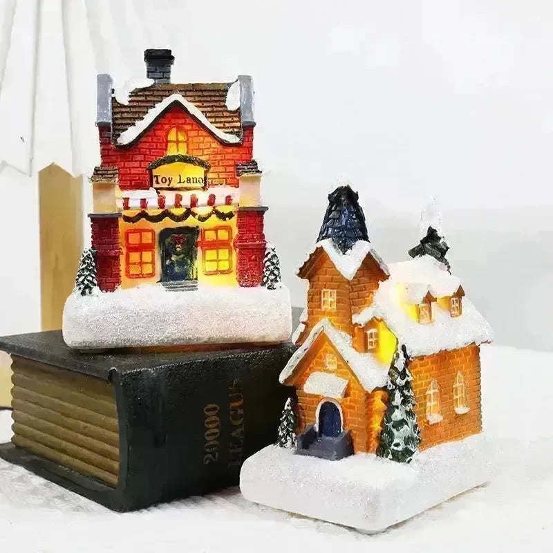 Christmas Decorations Resin Small House Luminous Ornaments - EX-STOCK CANADA