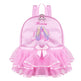 Pink backpack with ballet design and 'Dancing' text on a white background