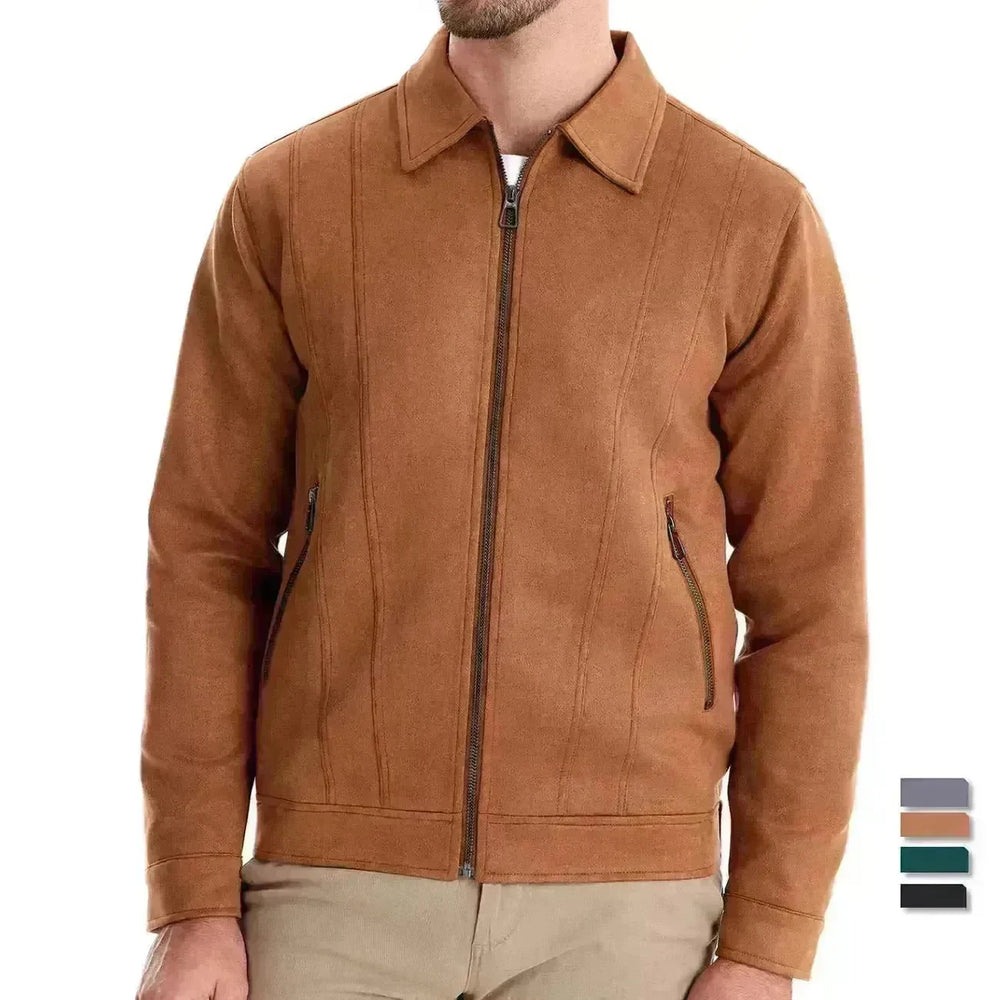 Fashion Lapel Zipper Jacket Autumn And Winter Solid Suede Coat Men's Clothing Outdoor - EX-STOCK CANADA