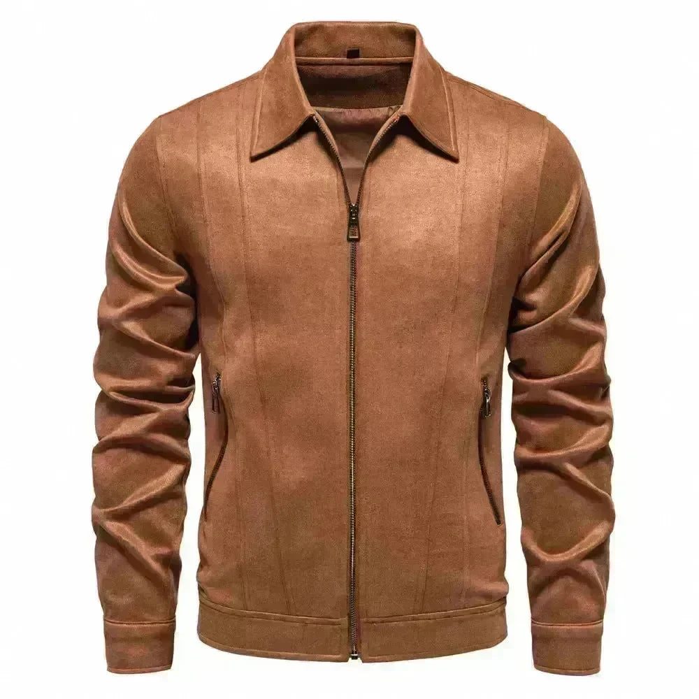 Fashion Lapel Zipper Jacket Autumn And Winter Solid Suede Coat Men's Clothing Outdoor - EX-STOCK CANADA