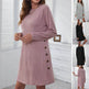 Long-sleeved Round-neck Straight Dress Fashion Casual Loose Solid Color Dress For Women Fall Spring Clothing - EX-STOCK Canada