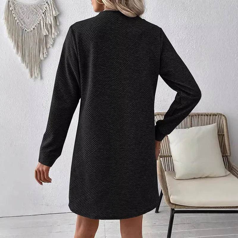 Casual Fashion Plain Round neck Long Sleeve Cashmere Mini Jumper Dress - EX-STOCK Canada