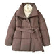 Winter Plaid Sewing Lapel Coat With Lace-up Design Fashion Loose Solid Thick Jacket Outerwear Women's Clothing - EX-STOCK CANADA