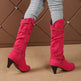 Fashion High Heel Boots With Cross-strap Rivet Design Retro V-cut Western Cowboy Boot Casual Zipper Shoes For Women - EX-STOCK Canada