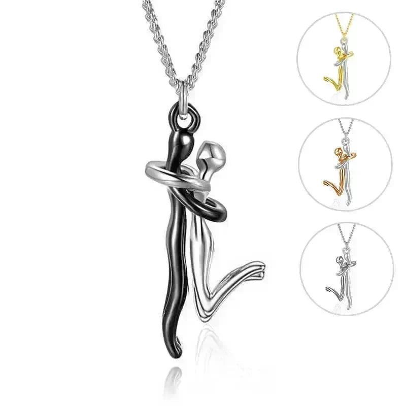 18K Love Hug Necklace Couple Anniversary Valentine's Day Gift Fashion Simple Temperament Clavicle Chain Pendant Necklace - EX-STOCK CANADA