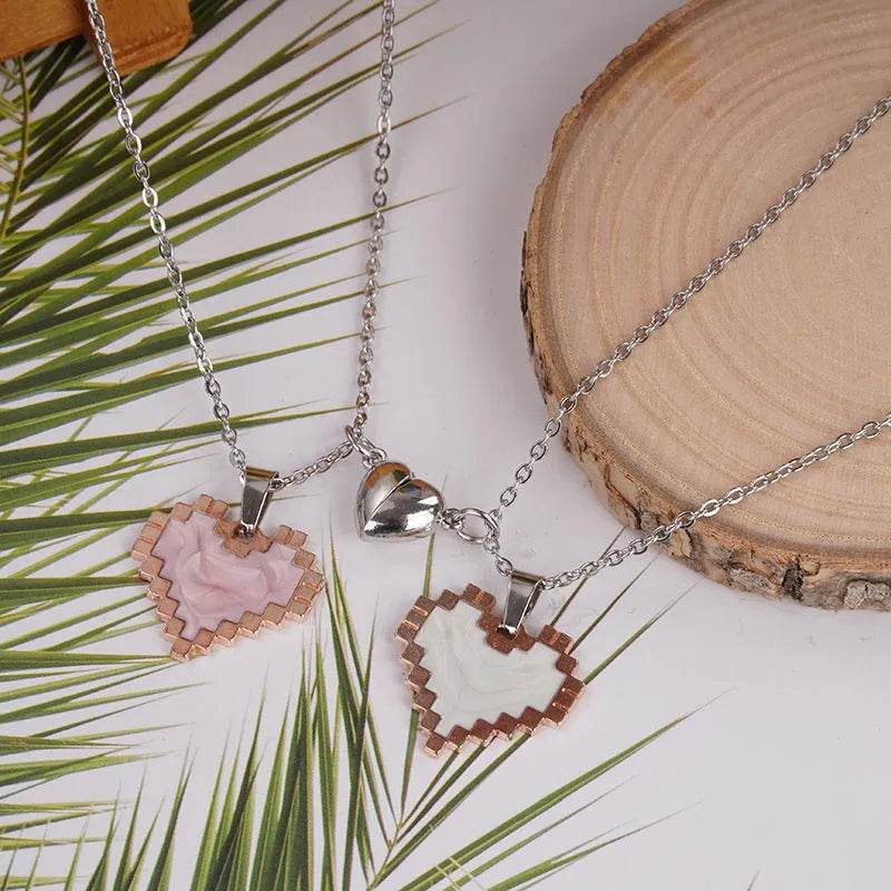 Magnetic Heart-shaped Mosaic Necklace Fashion Personality Couple Love Necklace For Valentine's Day - EX-STOCK Canada