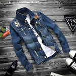 Fashion lapel men's denim jacket jacket men casual Jeans - EX-STOCK CANADA