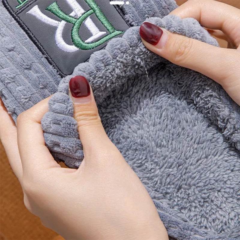 Men's Letter Plush Slippers Winter Warm Non-slip House Shoes Plus Size Indoor Bedroom Floor Home Slipper For Women - EX-STOCK Canada