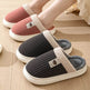 Solid Striped Plush Slippers Winter Warm Bear Fleece Shoes House Indoor Bedroom Floor Thick-soled Home Slipper For Women Men Couple - EX-STOCK Canada
