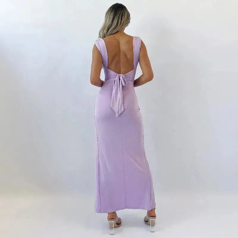 Slim Sleeveless Slit Dress With Back Tie Design Fashion Temperament Dresses For Women Clothing - EX-STOCK CANADA