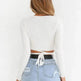 Sexy Women Ladies Summer Slim Crop Tops Long Sleeve T Shirt Casual Solid V Neck Knitted Short Tops - EX-STOCK CANADA