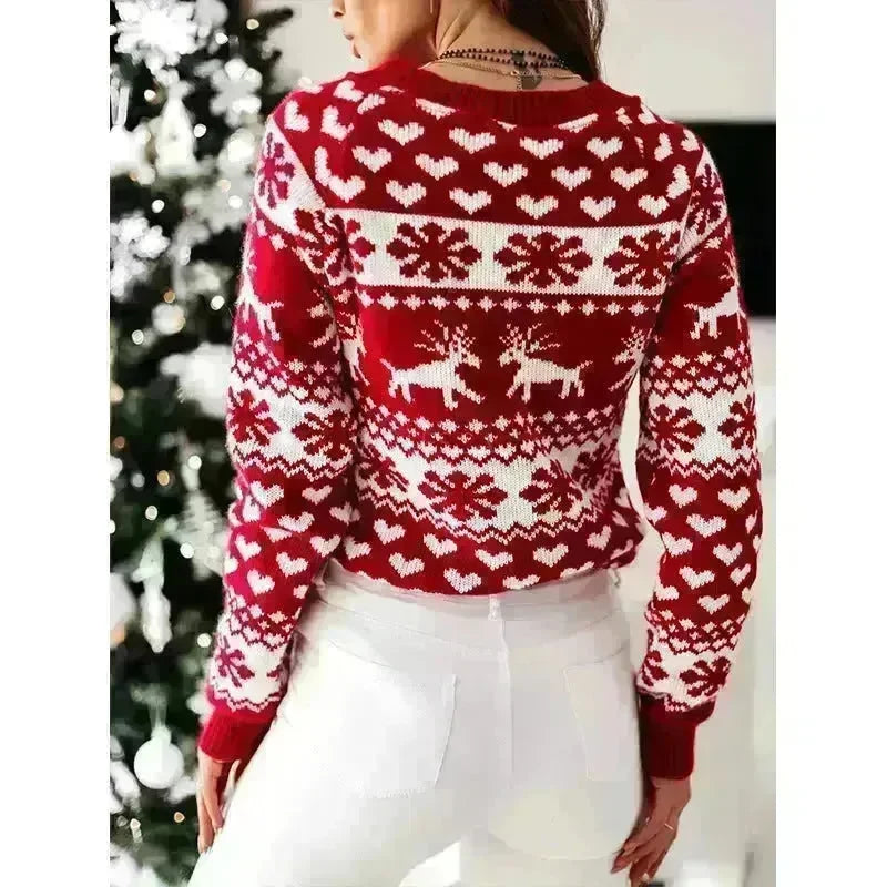 Christmas Elk Long Sleeve Knitted Sweater - EX-STOCK CANADA