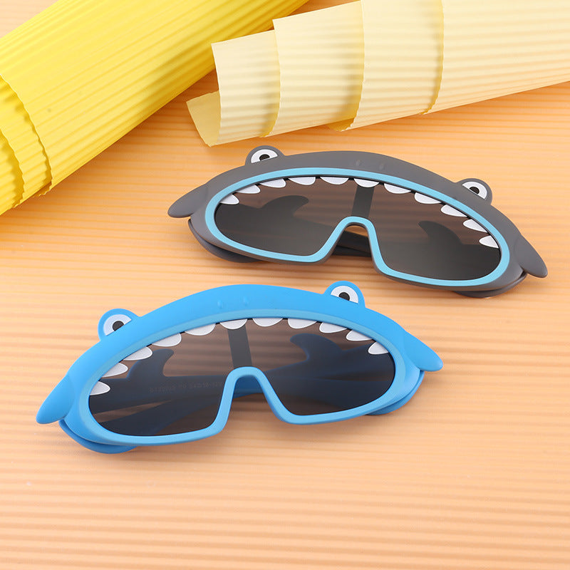 Shark Cartoon Kids Sunglasses – Polarized Silicone Fun Shades for Children