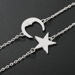 Pulsera romántica de pareja de aleación con cadena fina de estrella y luna - EX-STOCK Canada