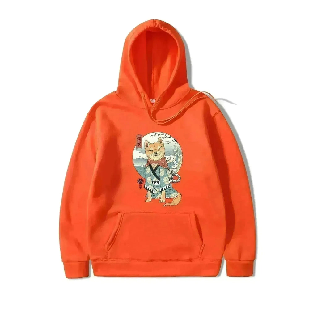 Women Shiba Inu Dog Illustration Printed Casual Hooded Sweater - EX-STOCK CANADA