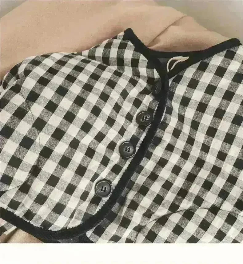 Elegant Cotton-padded All-matching Children's Baby girl Plaid Jacket top - EX-STOCK CANADA