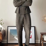 Men's Plaid Pinstripe Two-Piece Suit – Slim Fit Blazer & Trousers | M–3XL