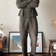 Men's Plaid Pinstripe Two-Piece Suit – Slim Fit Blazer & Trousers | M–3XL