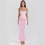 Women’s Strapless Maxi Dress – Backless Slim-Fit Evening Gown