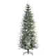 7.5 Feet Pencil Snow Flocked Artificial Christmas Tree With 880 Realistic Cypress Branches, Auto Open, Green EX-STOCK Canada 