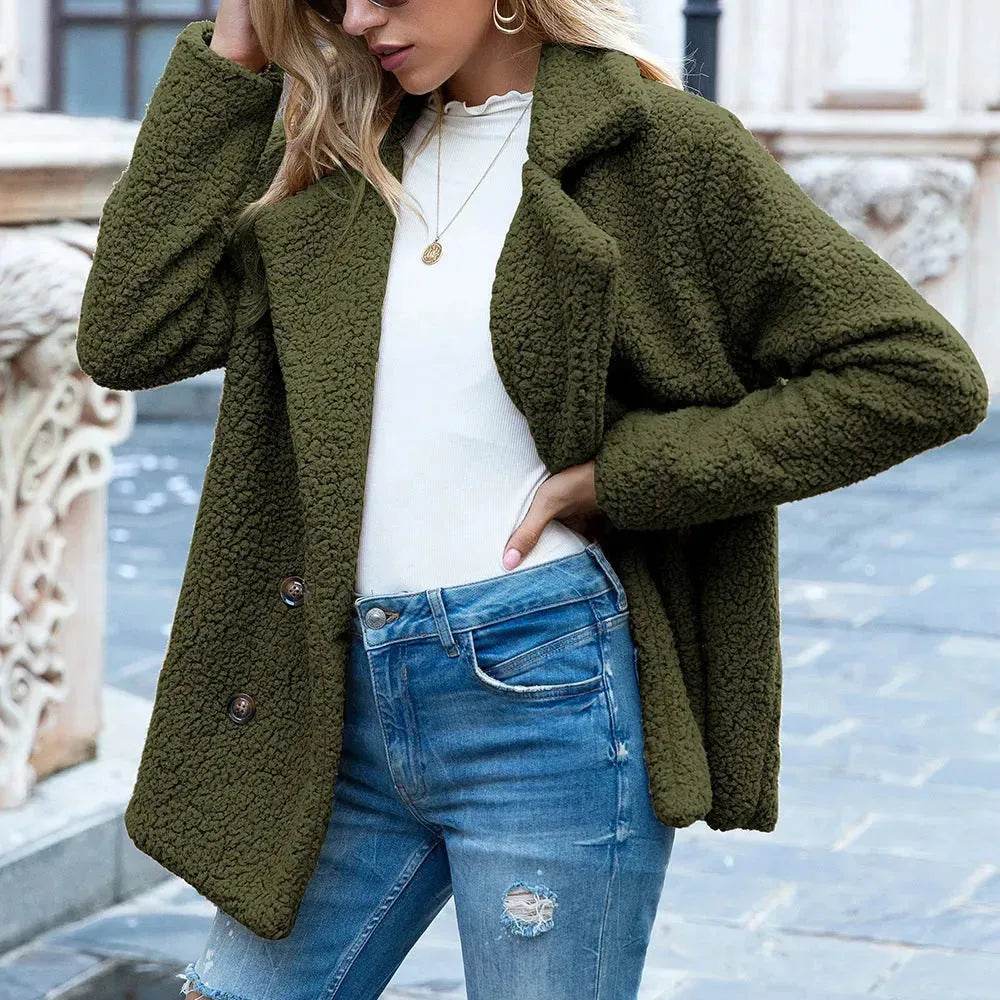 Lapel Winter Fleece Fluffy Jacket Cardigan Sweater for women - EX-STOCK Canada