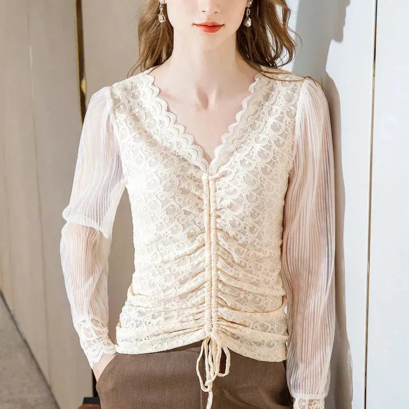 Summer Women Temperament  Work Office lace blouse top - EX-STOCK CANADA