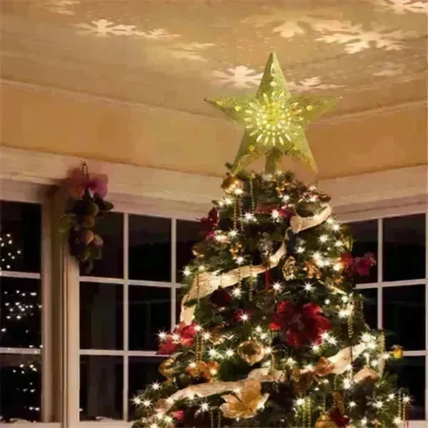 Christmas Tree Top Light Star Snowflake Shape LED Laser Projector Lights Christmas Tree Ornament - EX-STOCK CANADA