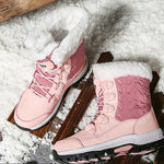 Women's Warm Lace-Up Snow Boots | Plush Lined Mid-Calf Winter Boots – Black, Pink, Beige (EU 36–42)